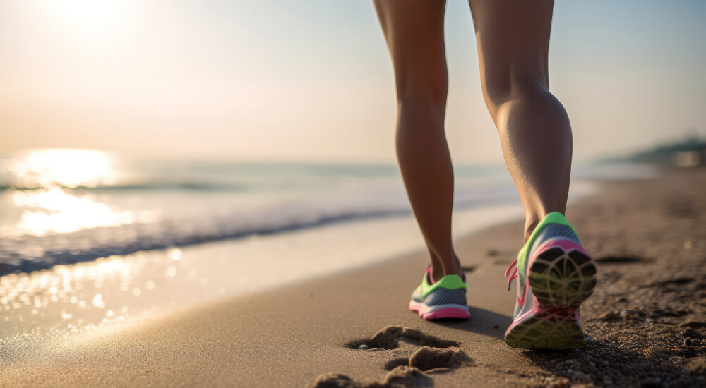 person running on the beach