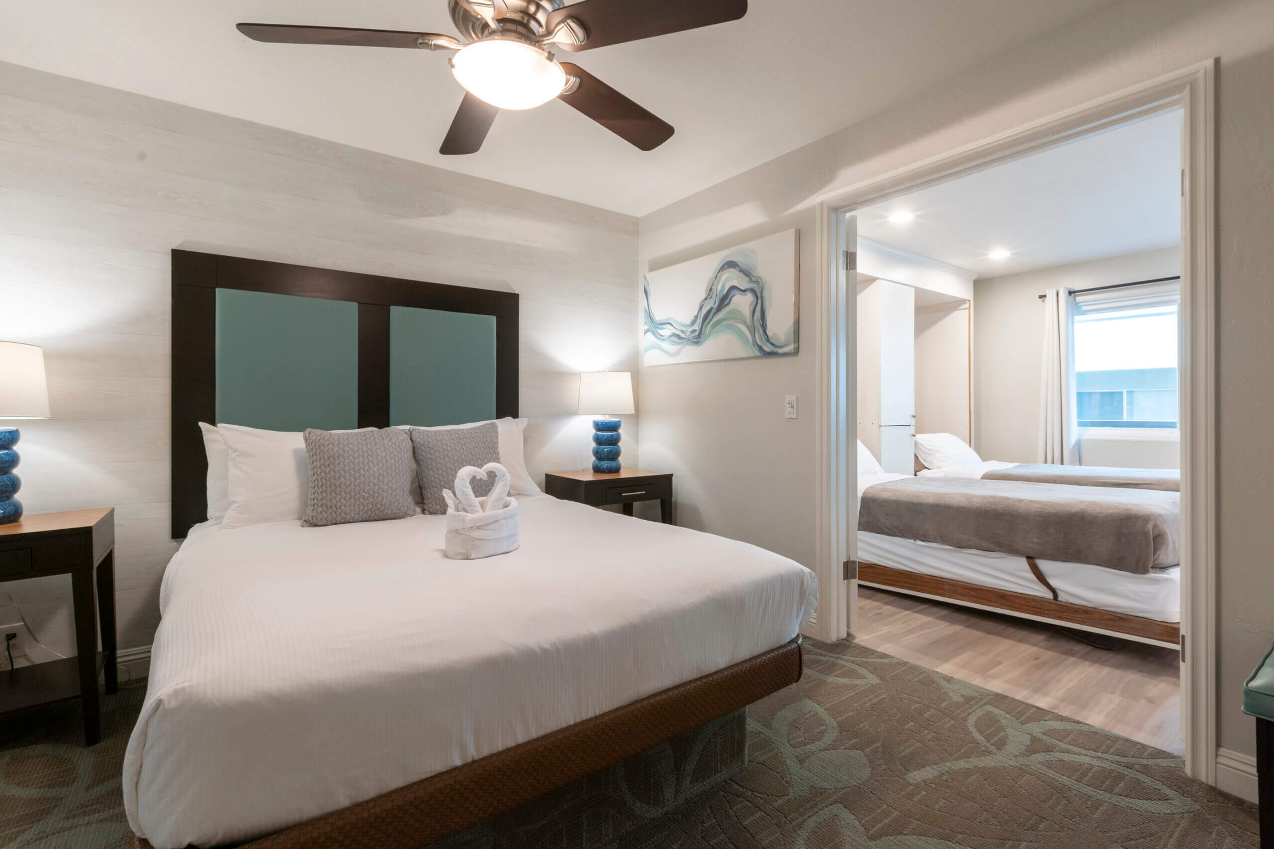 master bed in 1 bedroom suite and murphy beds